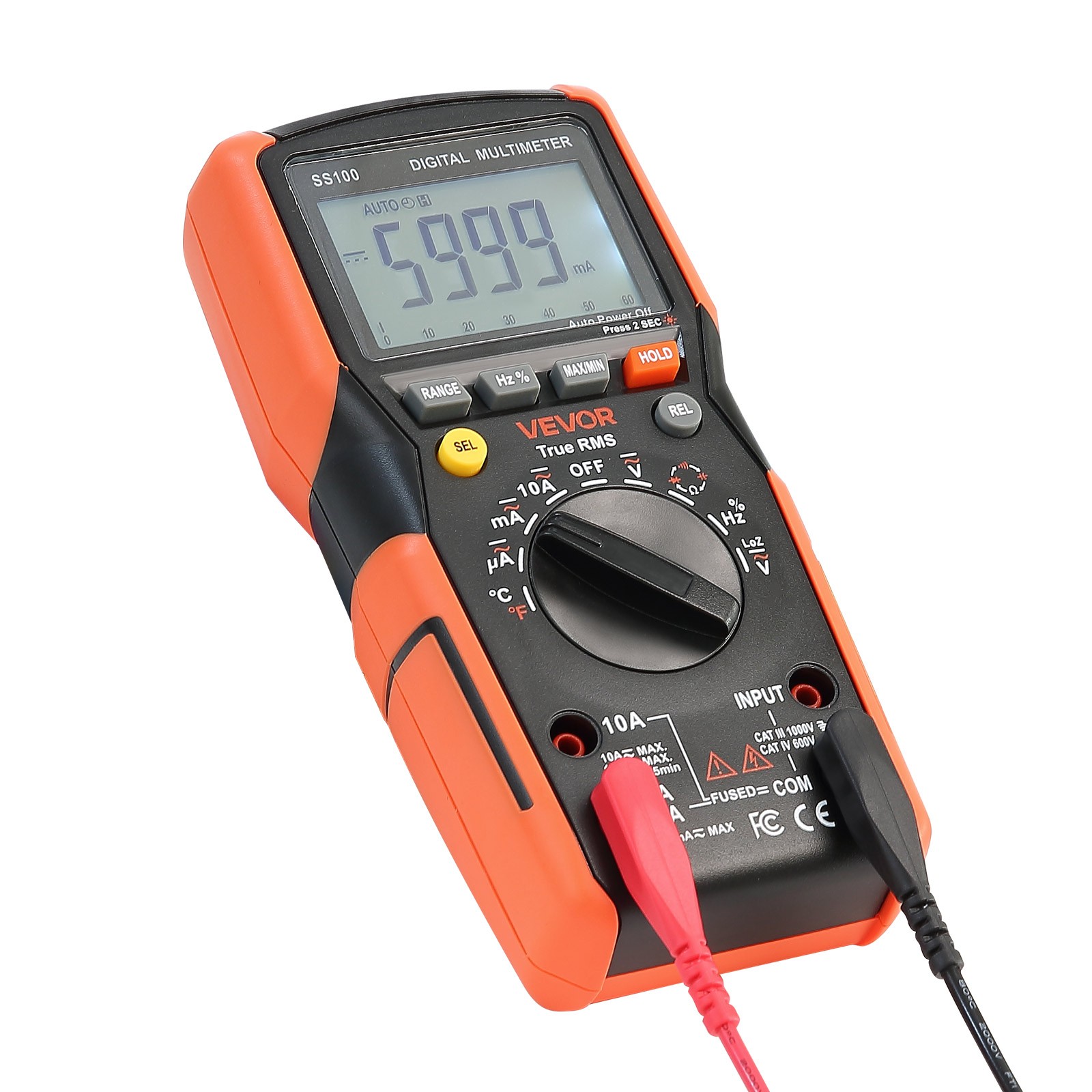 VEVOR Digital Multimeter 6000-Count TRMS Voltmeter Current Tester Auto-Ranging