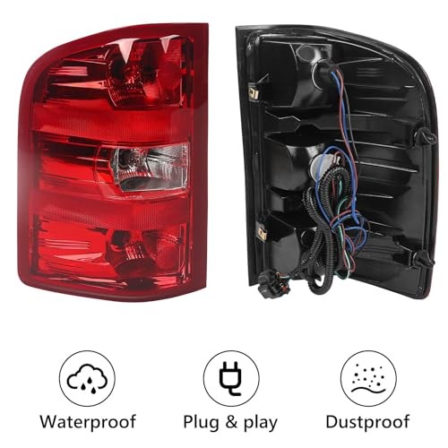 Left Tail Light Assembly Compatible with Chevy Left (Driver Side) Red Trim