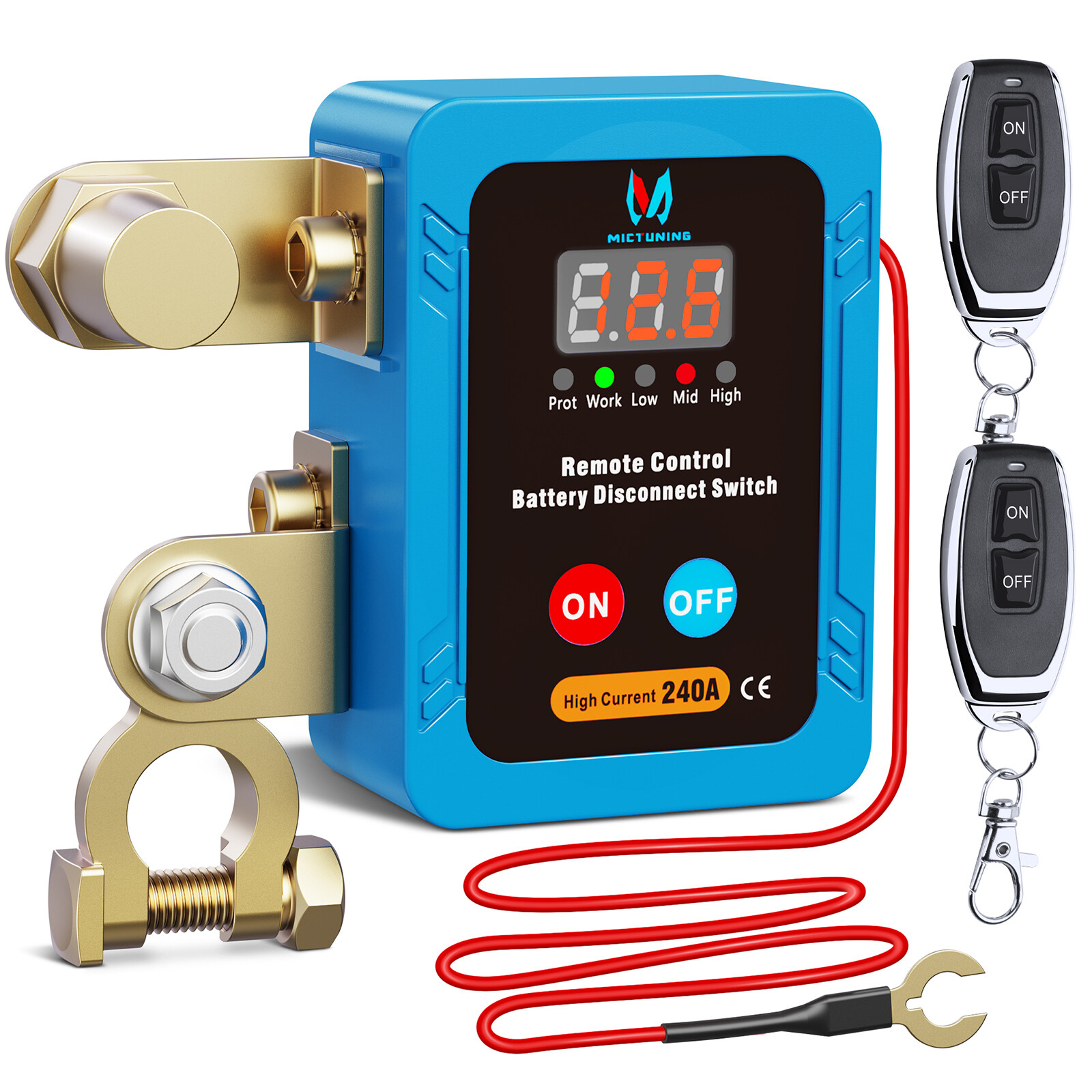 Remote Battery Disconnect Switch 12V, 240A, Kill Switch with Digital Display LED