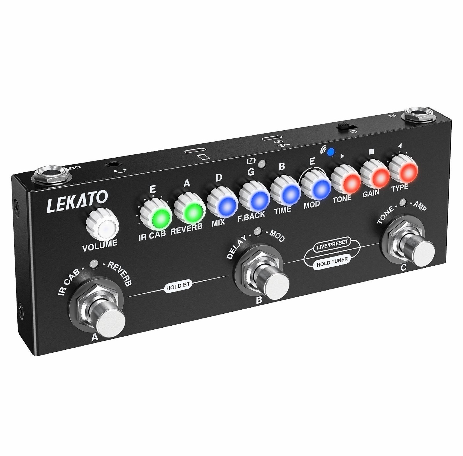LEKATO CUBE BABY Digital Multi-Effects Pedal w/ IR Cab, Amp, Delay & Reverb