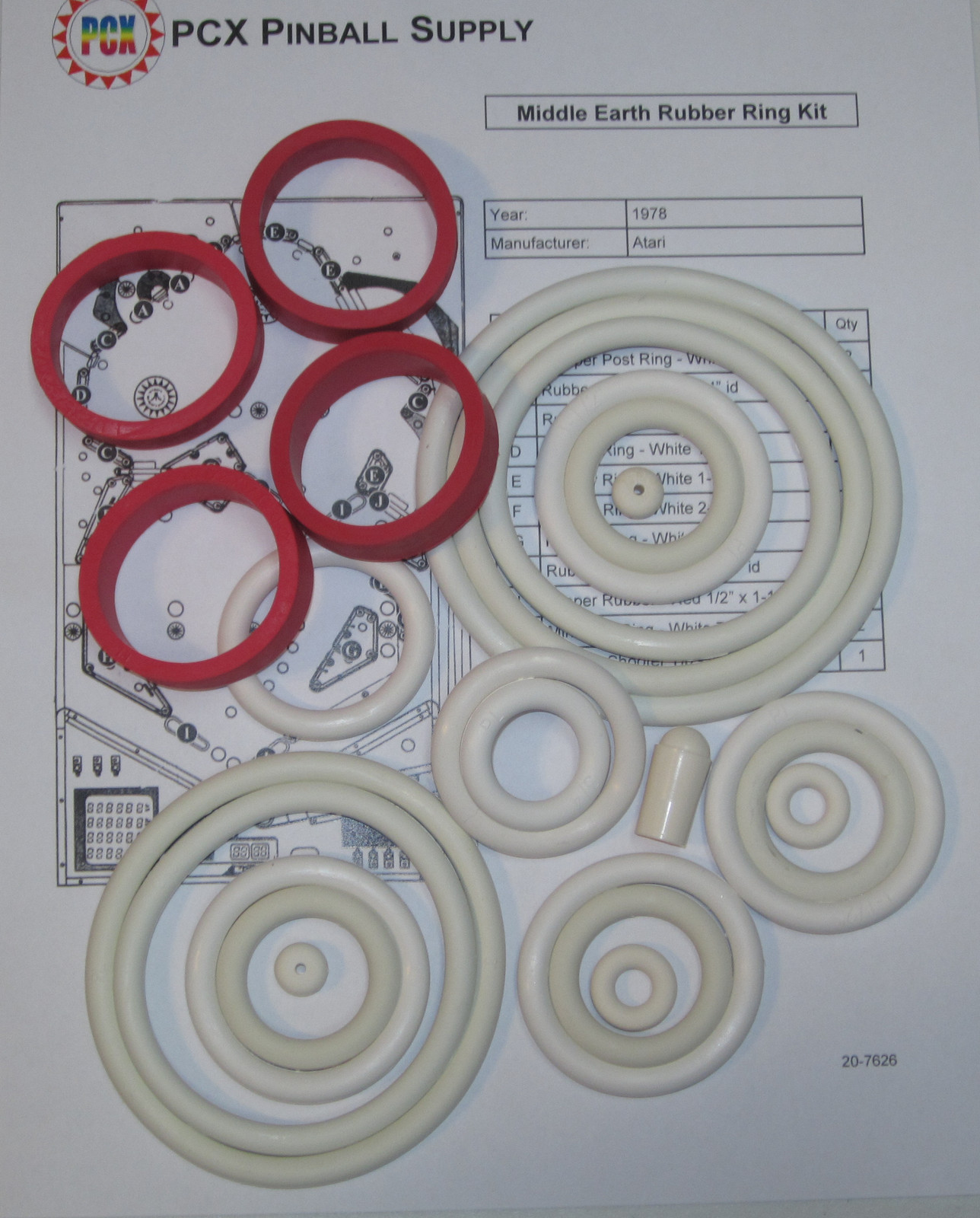 1978 Atari Middle Earth Pinball Machine Rubber Ring Kit