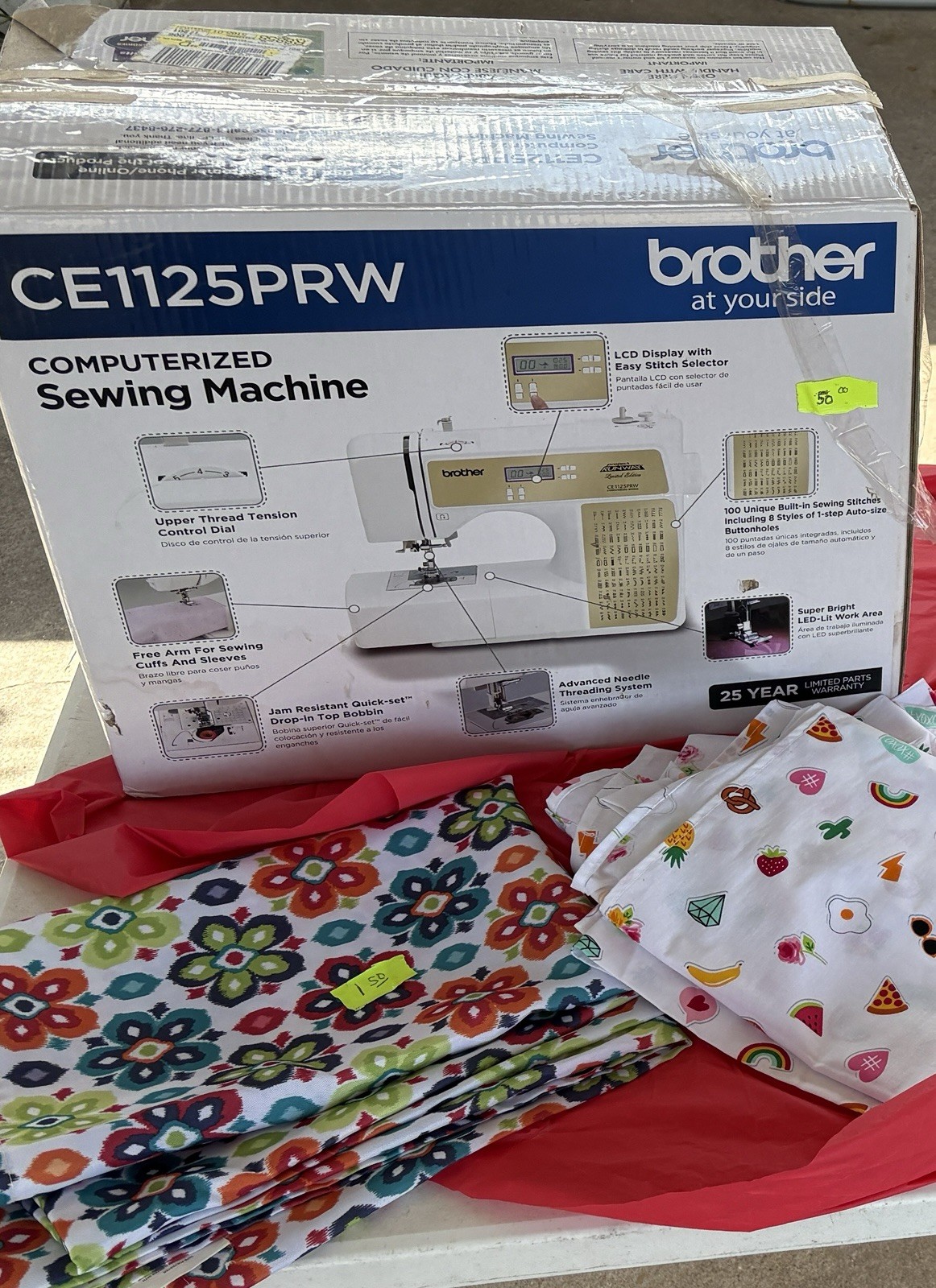 Brother CE1125PRW Computerized Sewing Machine w/ LCD, Free Arm, LED Light