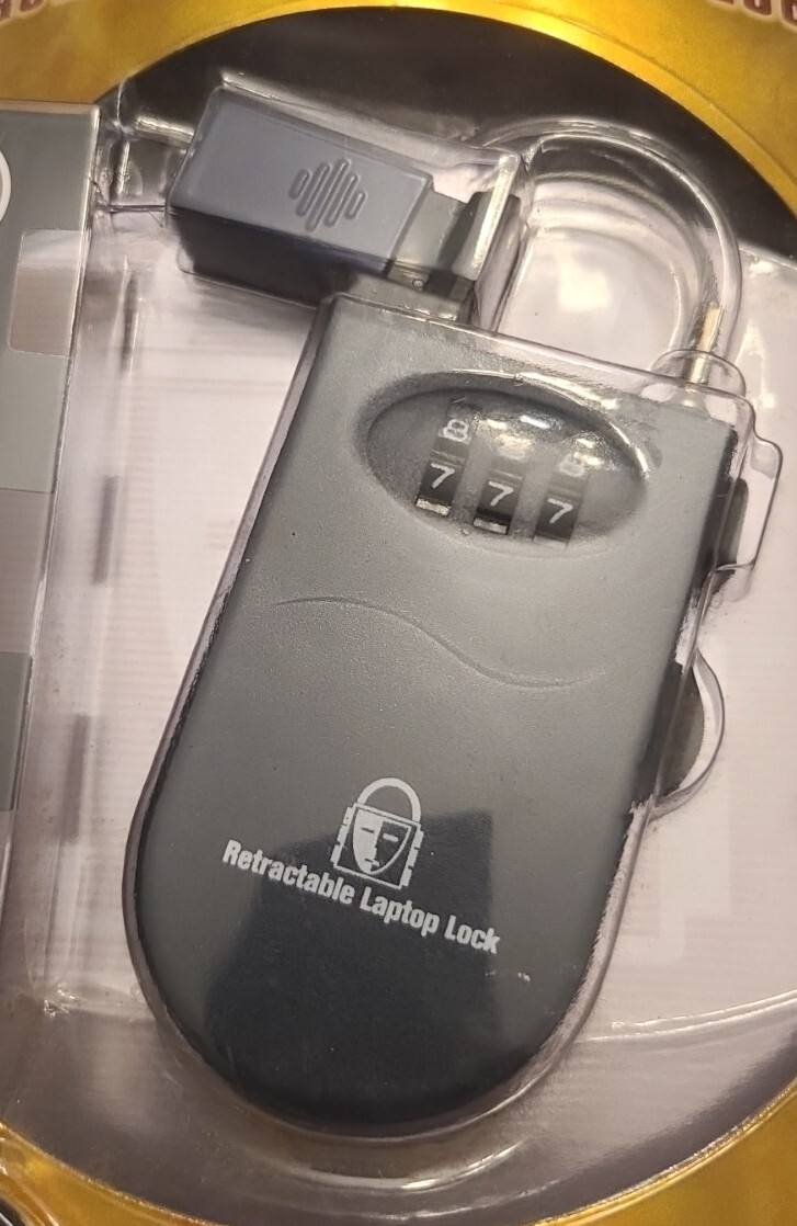 Security DR. Retractable Laptop Lock Clamshell Packaging NEW SEALED Ships FREE