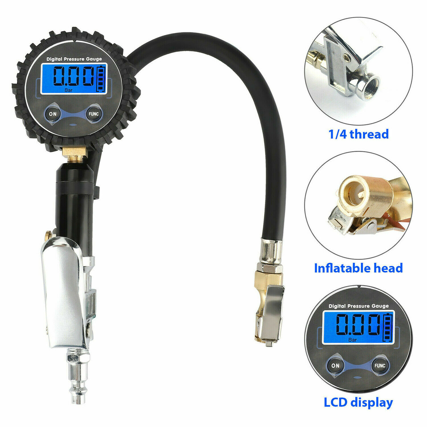 200PSI Car Tyre Pressure Gauge Motorbike Digital Air Auto Tire Meter Tester