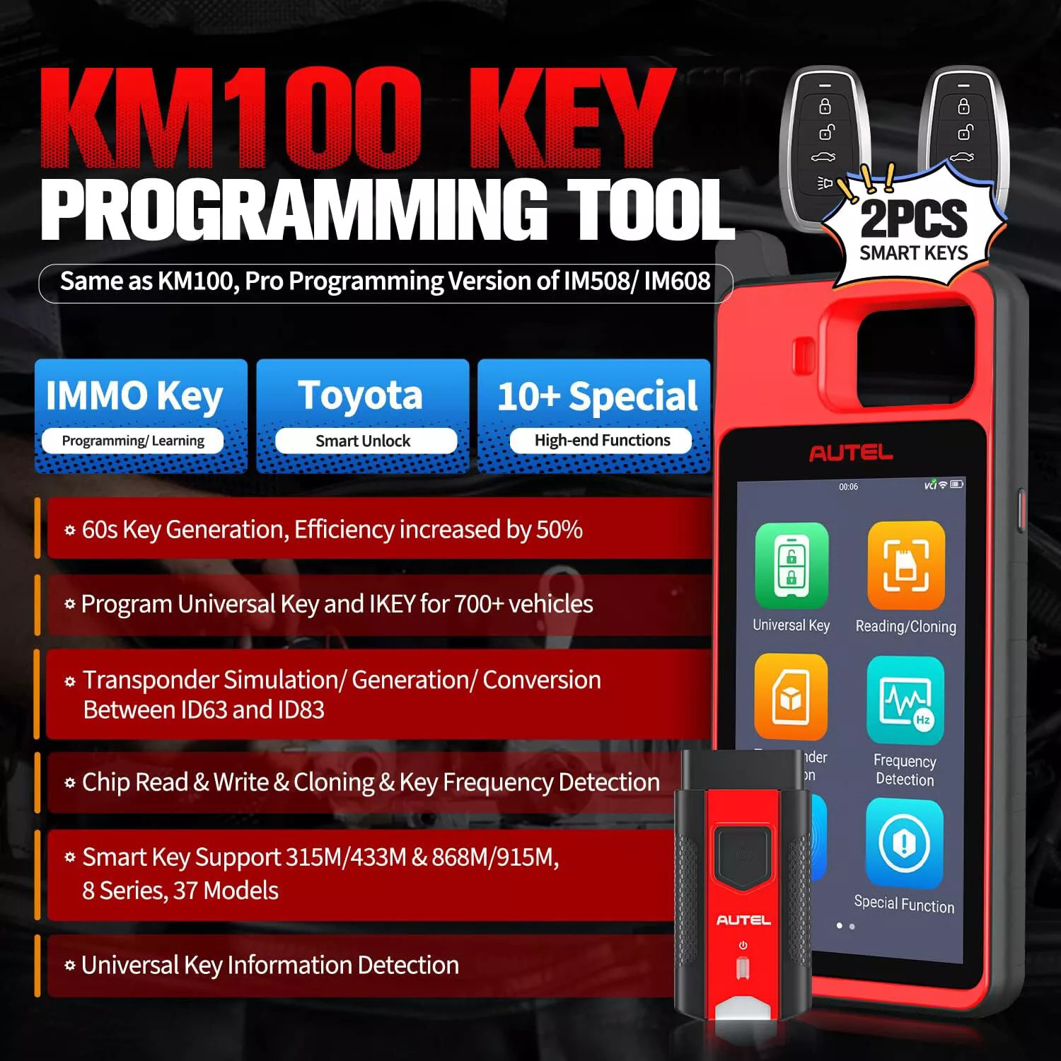 2026 Autel MaxiIM KM100 KM100E Key Fob Programming Tool Programmer Immobilizer