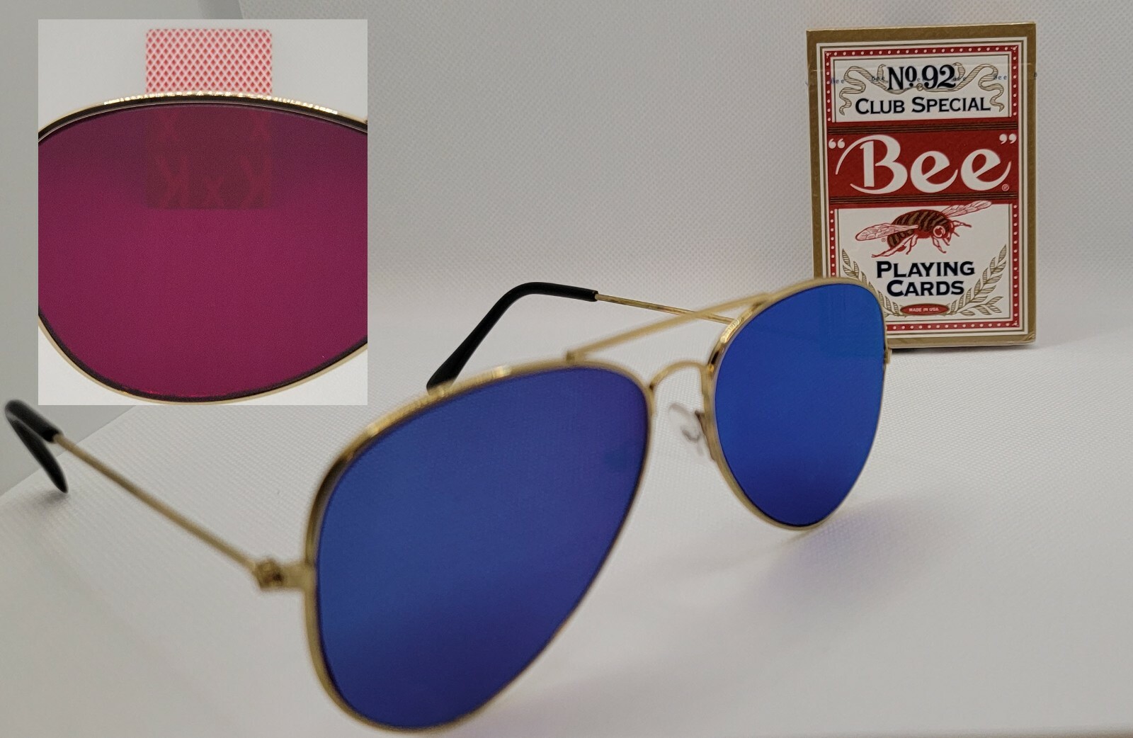 Infrared Marked Bee cards & Infrared Aviator sunglasses for Magic or poker