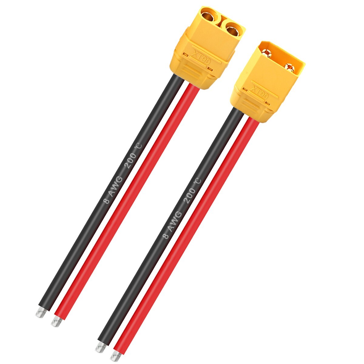 1 to 5ft 8AWG 2pcs XT90 Male Female Connector Parallel Pigtail Lead Wire Cable