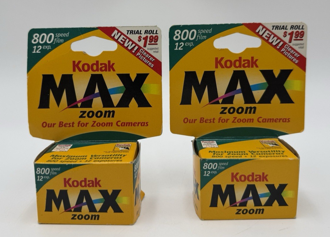 Lot of 2 Kodak Max Zoom 800 Film 12 Exp. 35mm Film ~ Expired 12/2001