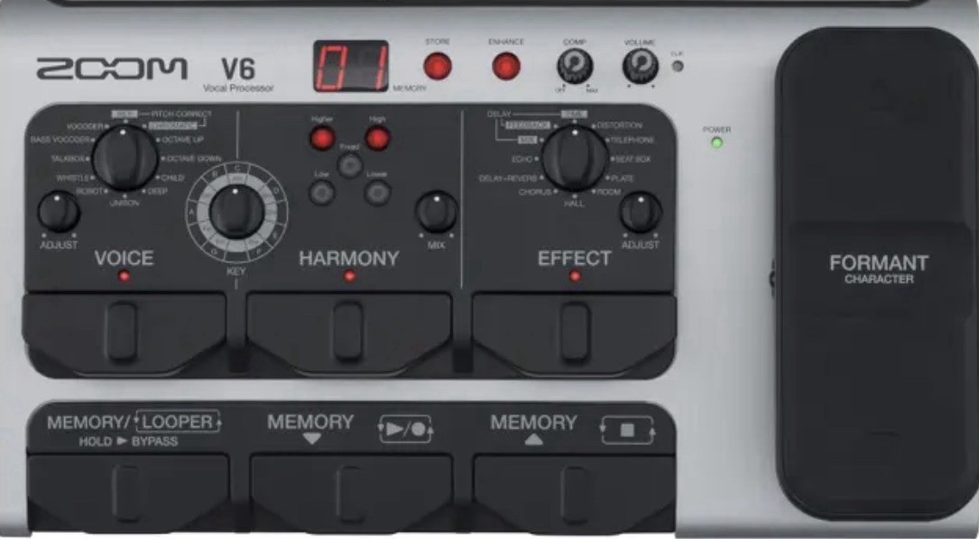 Zoom V6 Vocal Processor Tabletop Looper Harmony Distortion Delay Chorus Effects