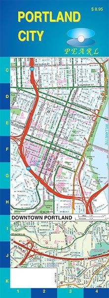 City Street Map of Portland, Oregon, by Pearl Maps, LAMINATED & FOLDED