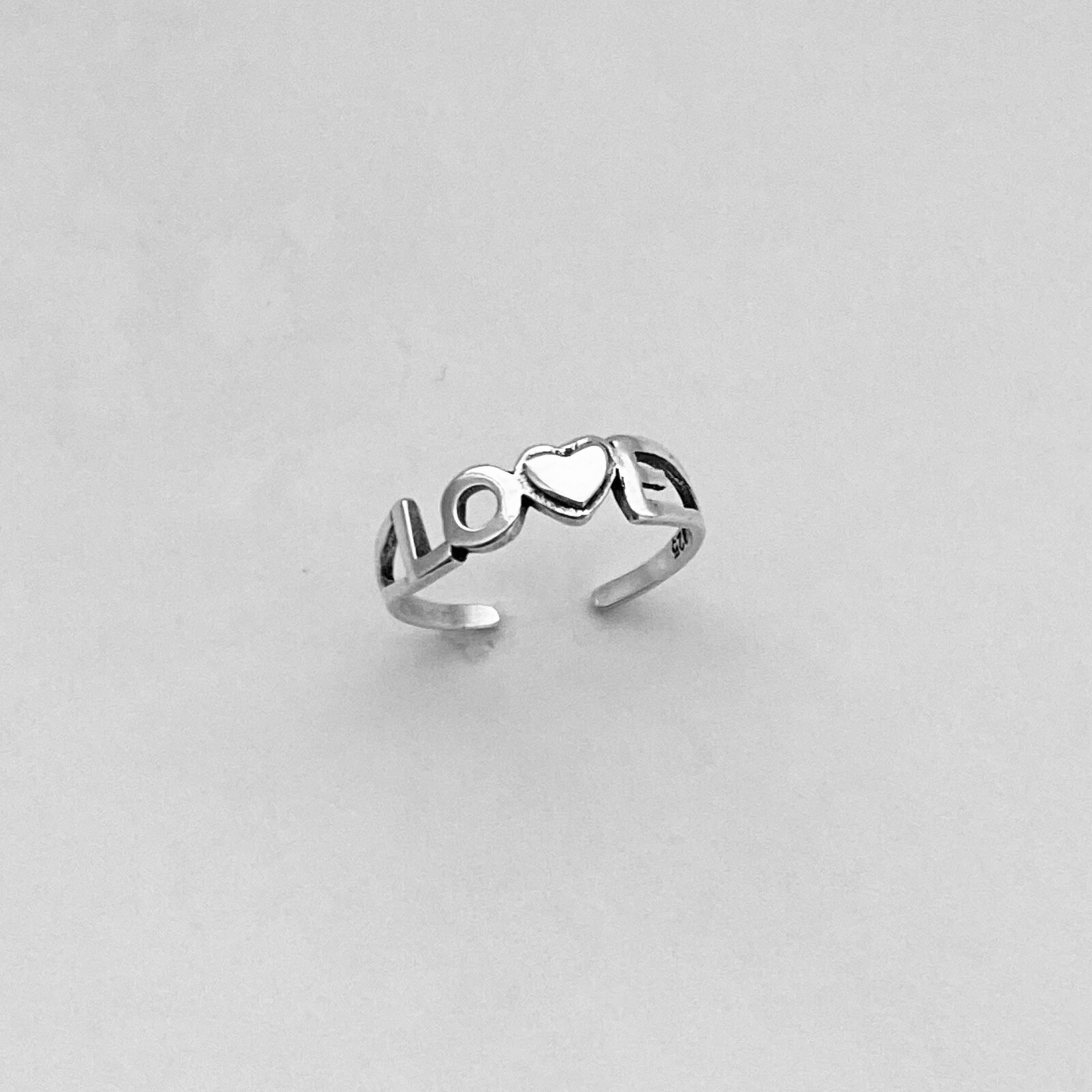 Sterling Silver Love Toe Ring, Silver Rings, Dainty Ring, Heart Ring