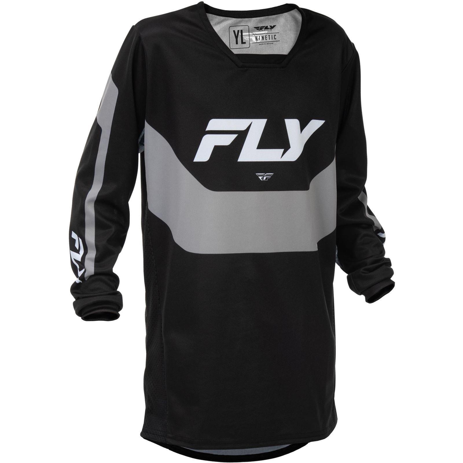 Fly Racing Youth Kinetic Jersey - Black/Grey - Youth XL 379-420YXL