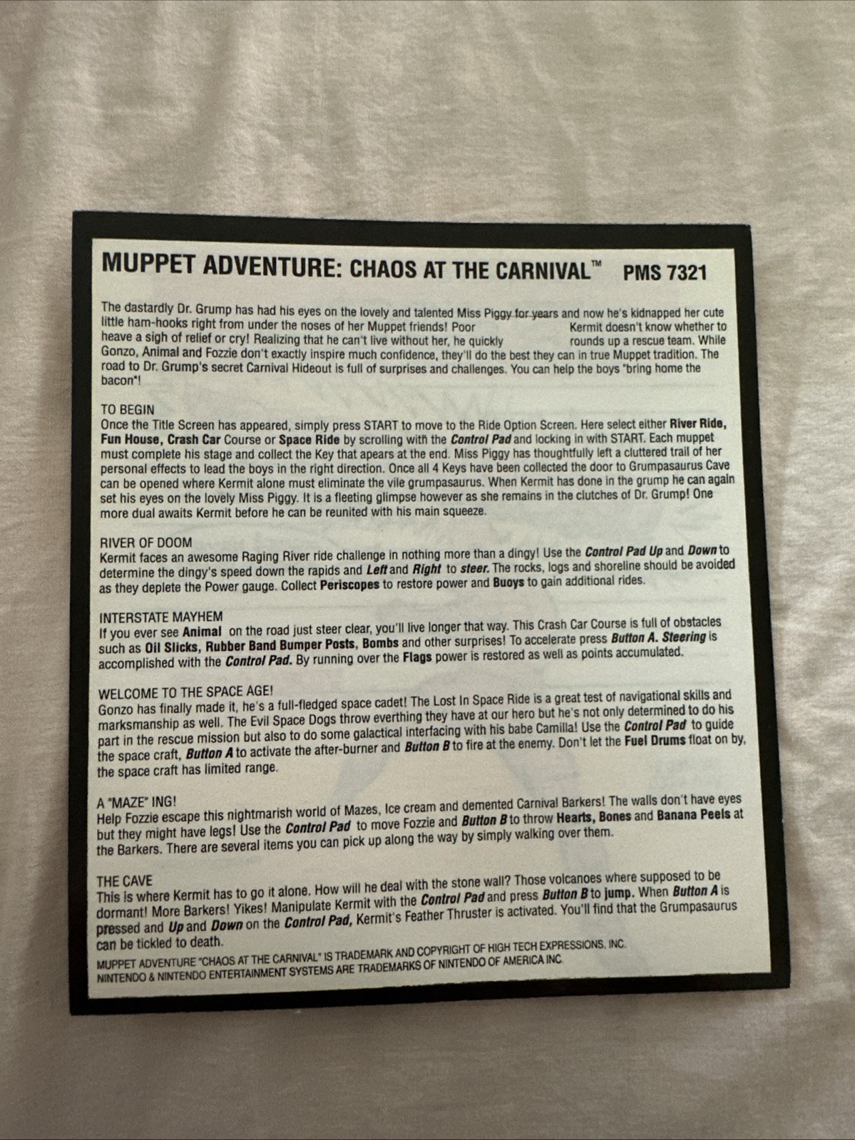 MUPPET ADVENTURE: CHAOS AT THE CARNIVAL Permastruct Instructions Sticker