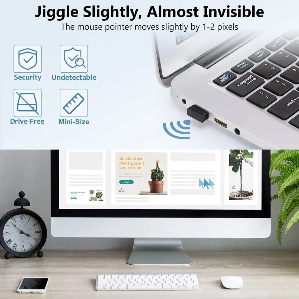 Mouse Jiggler Undetectable Mouse Mover Device USB Port Adapter Mouse Wiggler