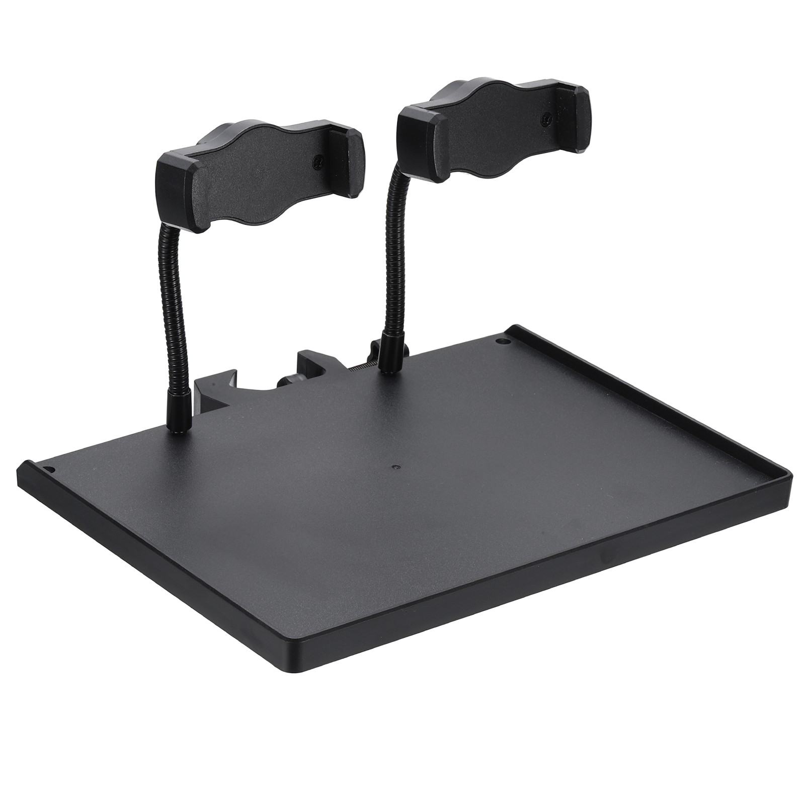 Microphone Stand Tray 9.5x6.9in Plastic Tray with 2 Phone Holder Black