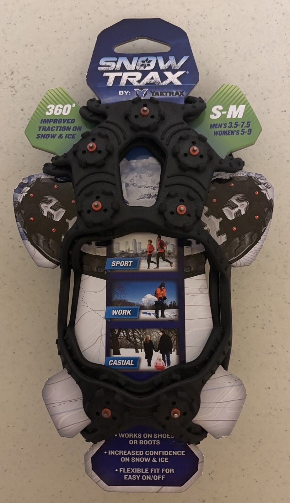 Snow Trax by Yaktrax Mens US 3.5-7.5 & Womens 5-9) S-M 360’ Ice Snow Grips Track