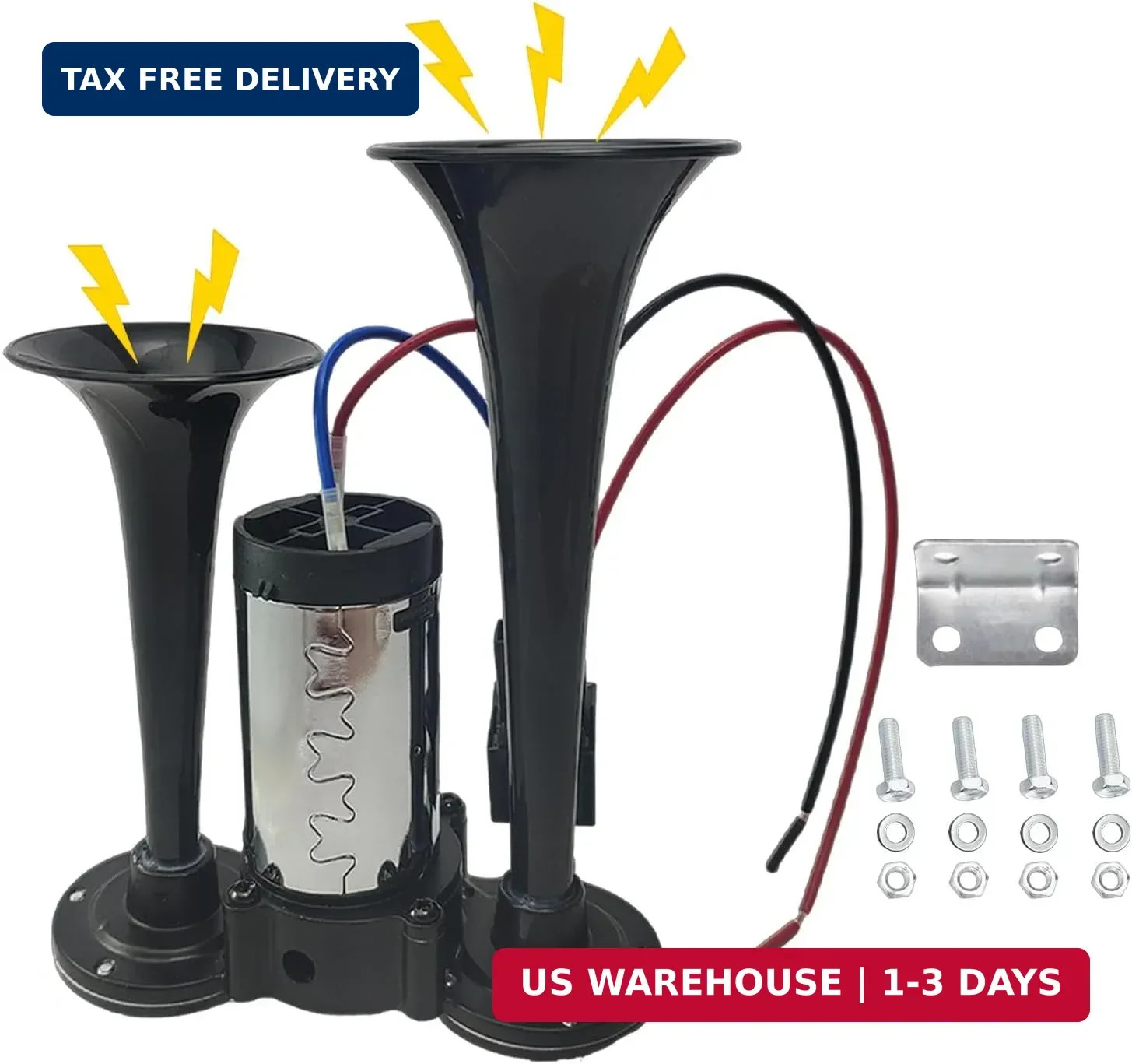 12V 600DB Upgraded Air Horn Dual Trumpets,Super Loud Air Horn for Truck, Dual El