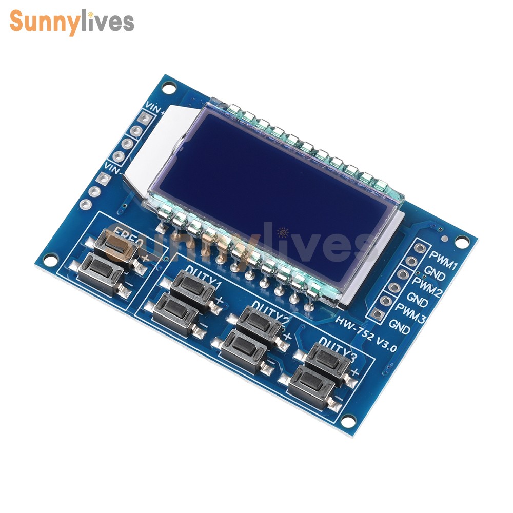3-Channel Signal Generator PWM Pulse Wave Frequency Duty Cycle Adjustable Module