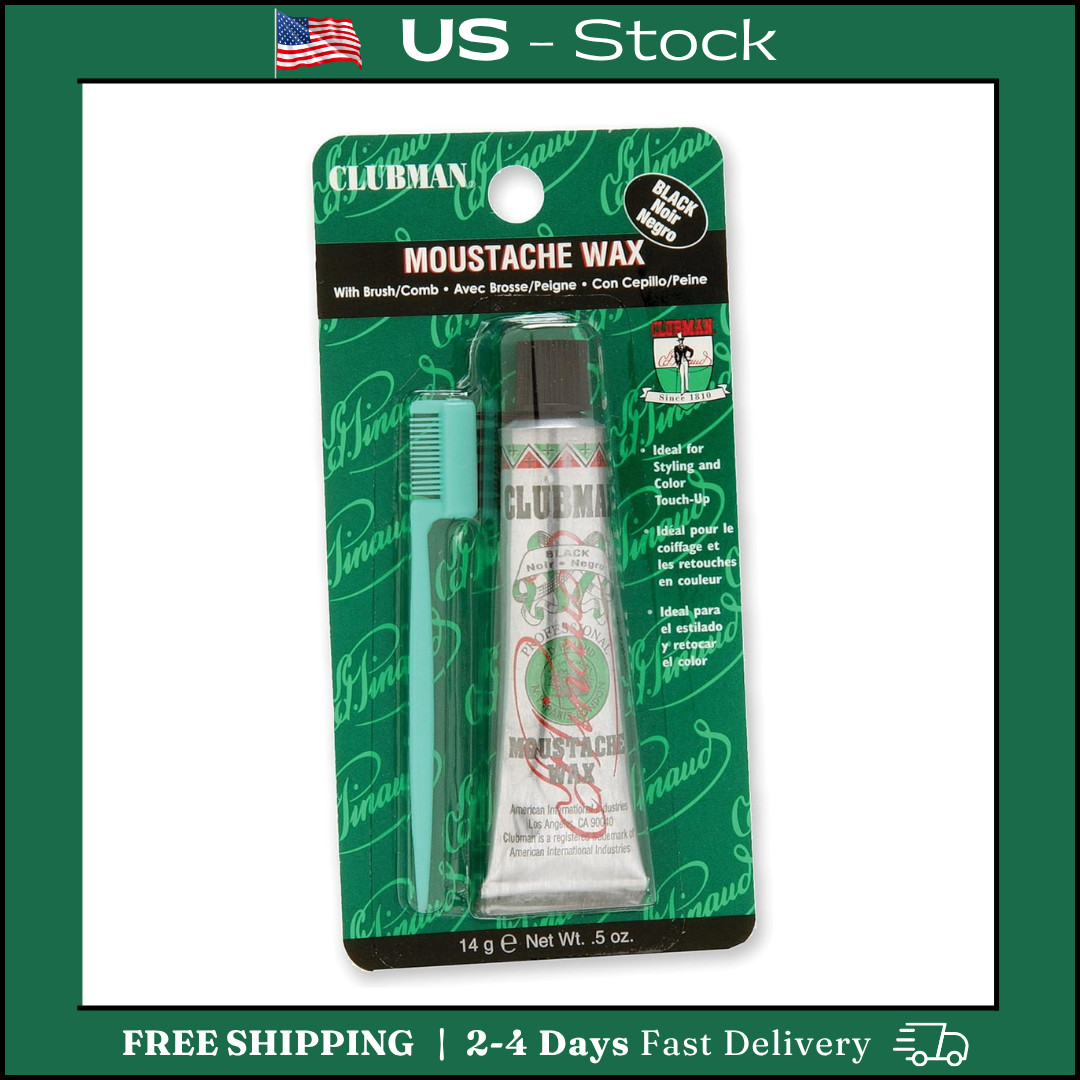 Clubman Mustache Wax for Men – Black, Strong Hold Moustache Wax for Styling, ...