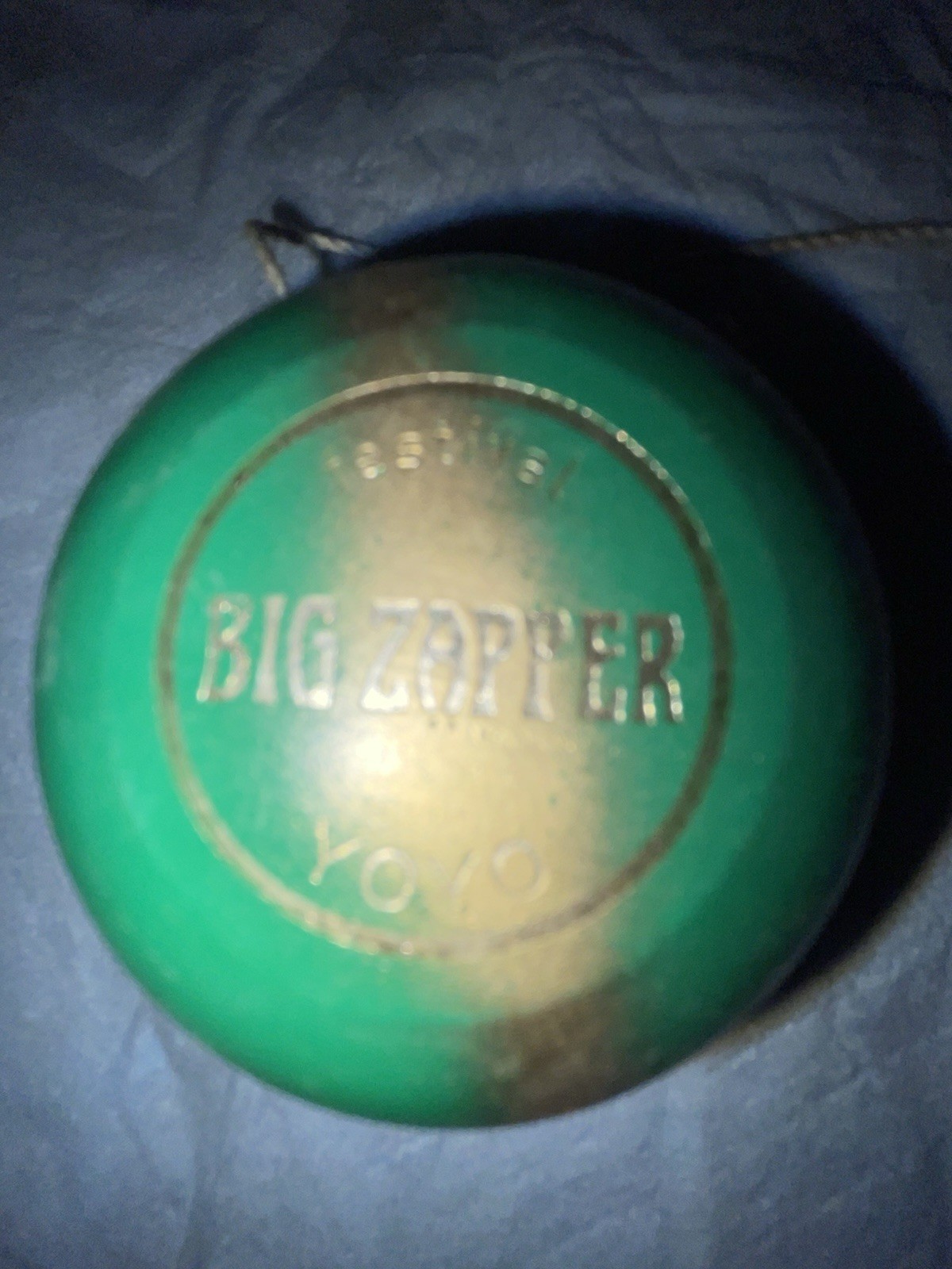 Vintage BIG ZAPPER Festival YOYO Sweden Green Gold Stripe Wooden