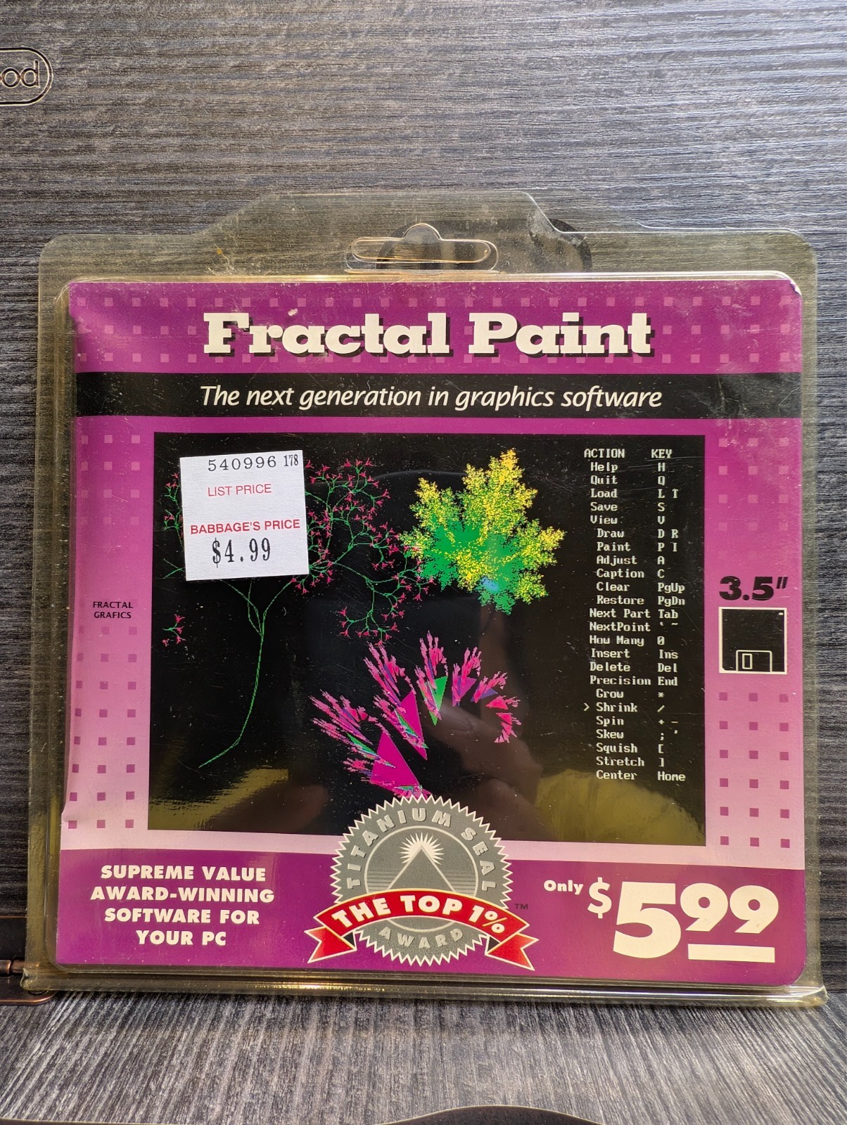 Vintage Fractal Paint (Fractal Grafics) - IBM PC DOS 3.5" Floppy - NOS RARE