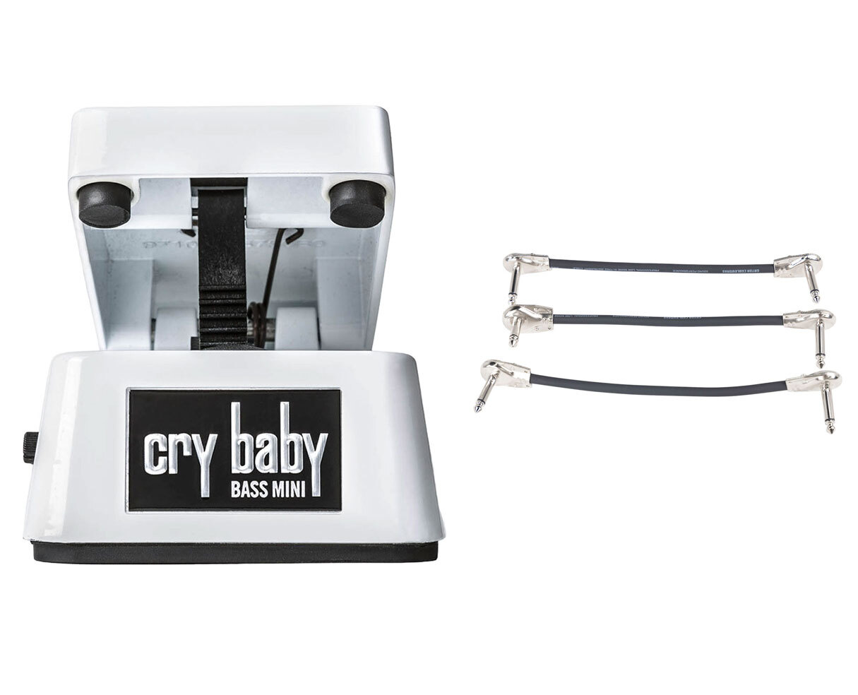 Dunlop CMB105Q Cry Baby Bass Mini Wah + Gator Patch Cable 3 Pack