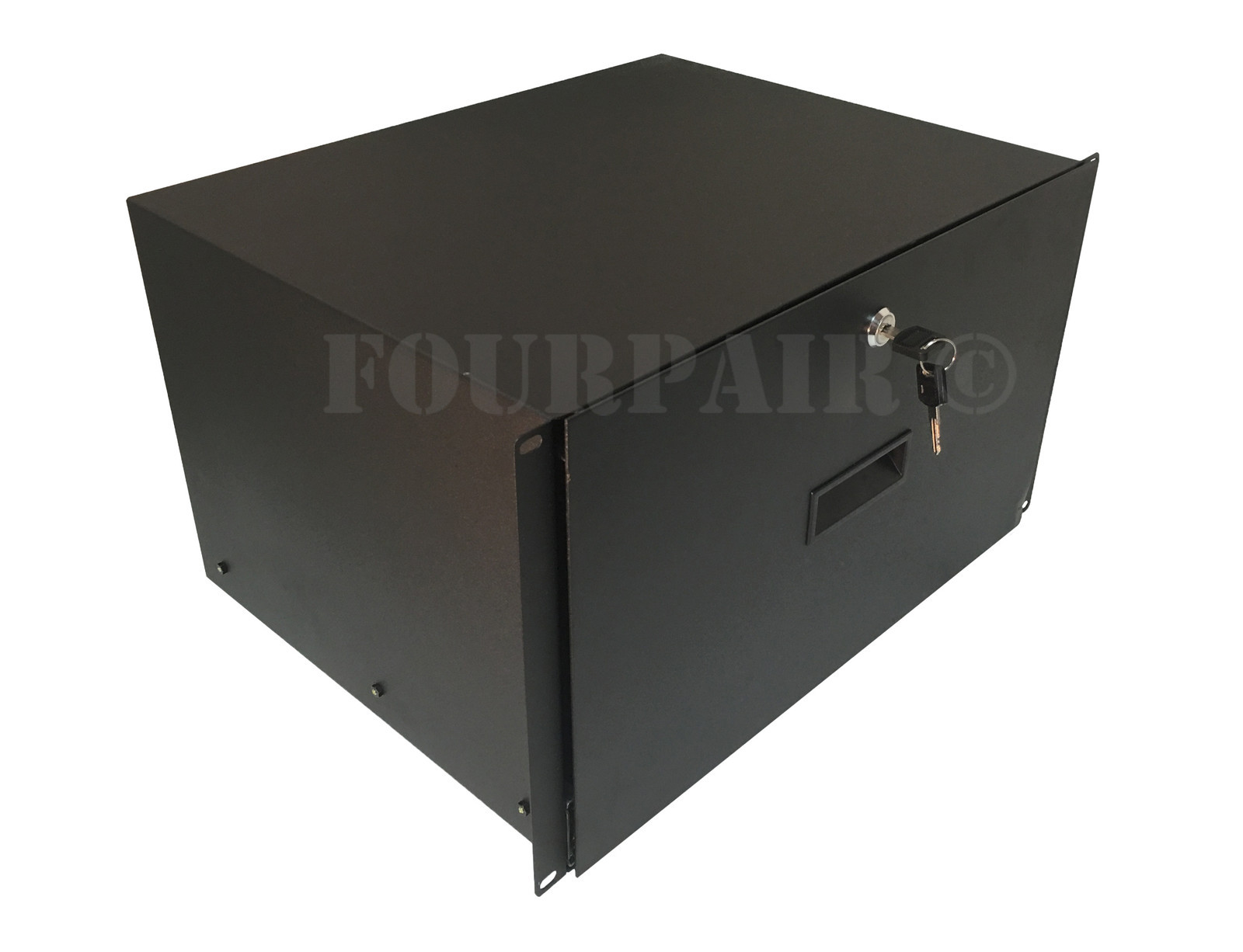 6 Space 6U Heavy-Duty 19" Lock Locking Deep Rack Mount Drawer DJ Rack Road Case
