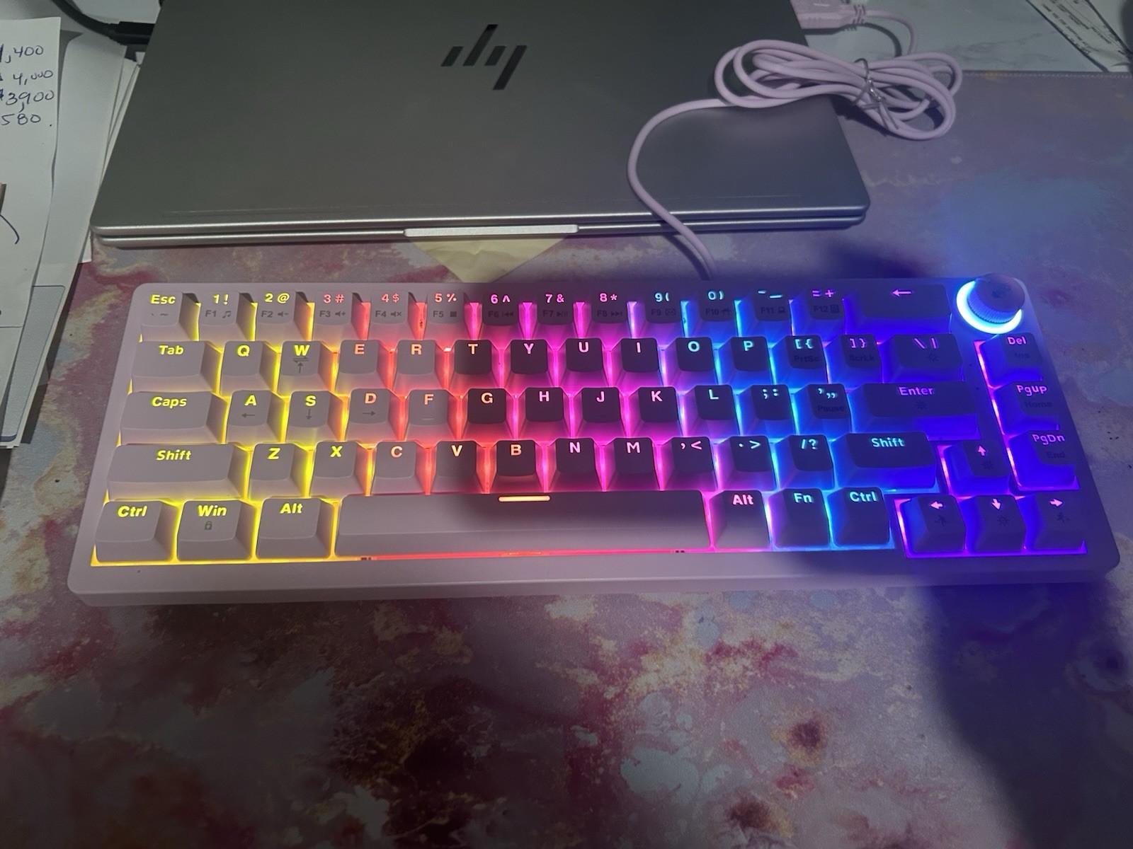 NORTH 65% Compact Mechanical Keyboard Wired Rainbow Lit Pink