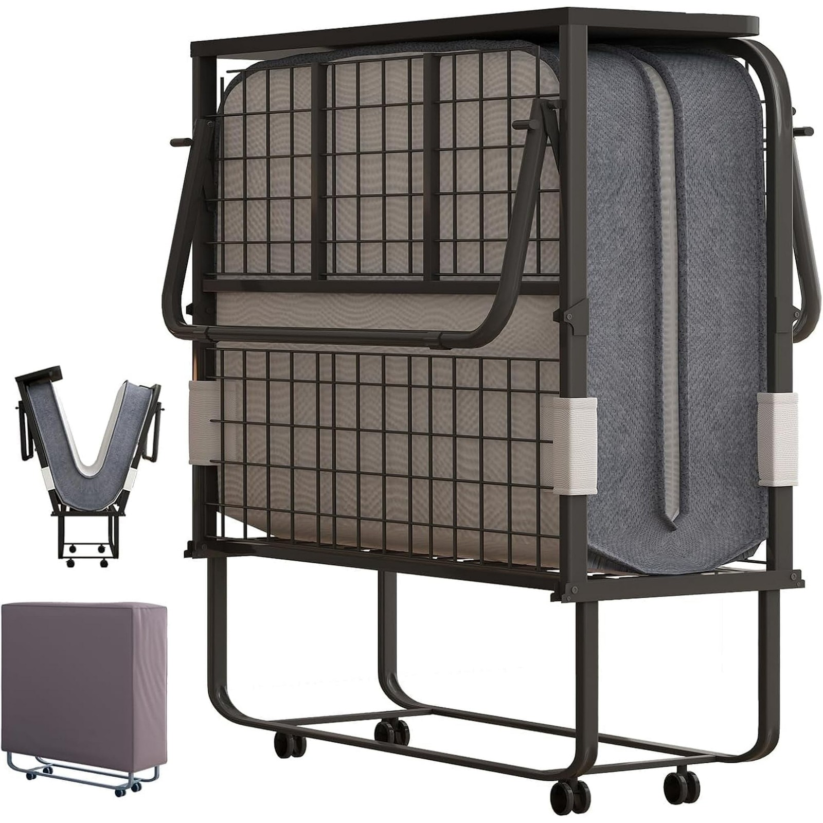 Zafly Folding Bed, Portable Fold Up Bed, Rollaway Bed with Mattress for Adults
