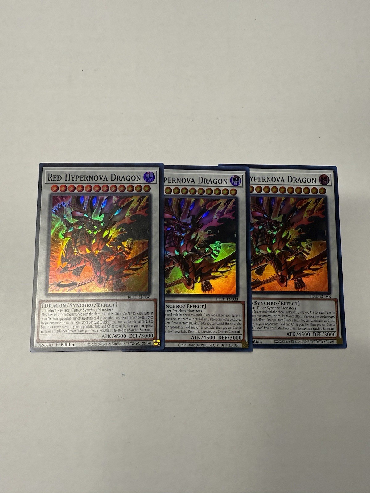 3x Red Hypernova Dragon BLZD-EN038 super rare