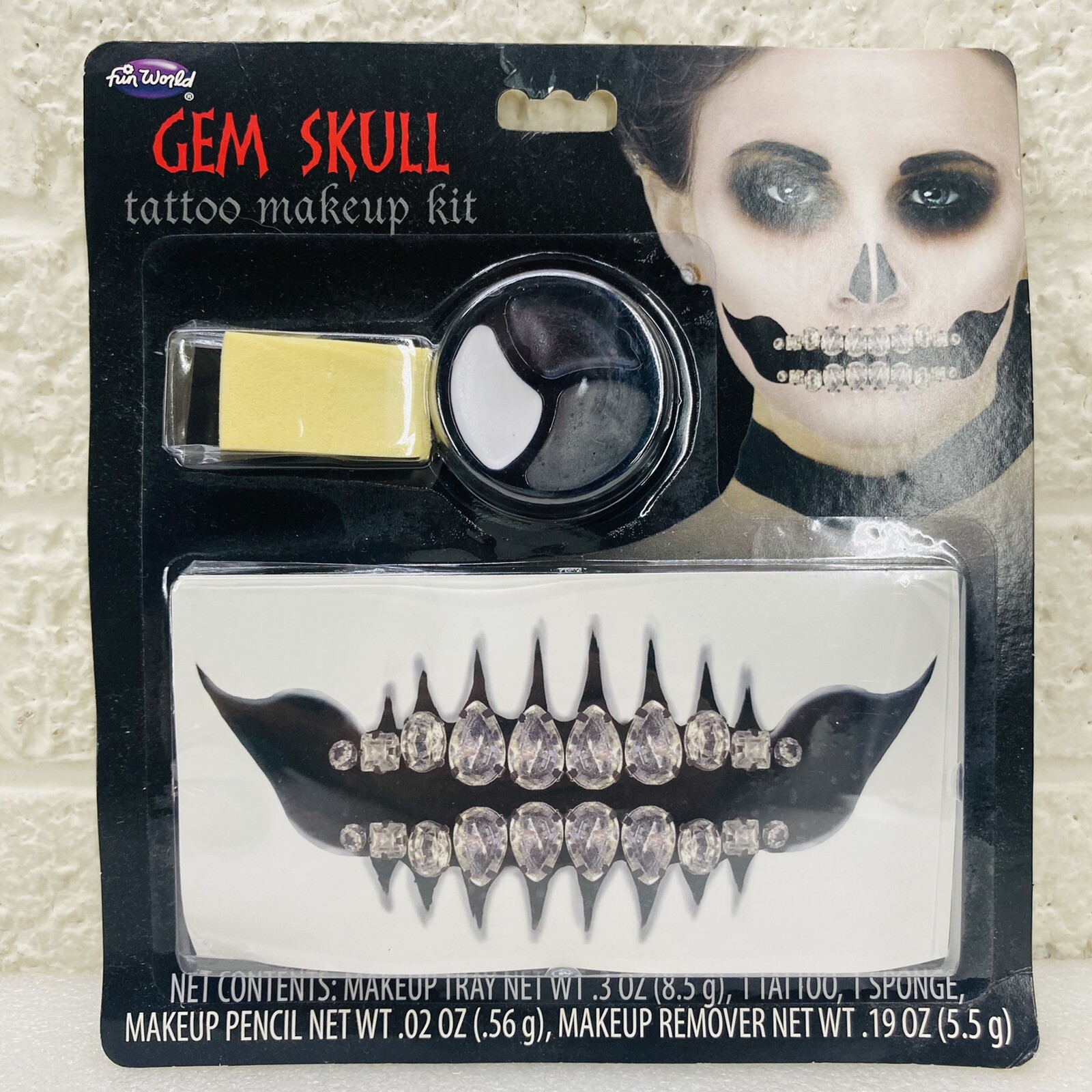 BRAND NEW‼ Fun World Halloween Character Face Tattoo Makeup Kit GEM SKULL