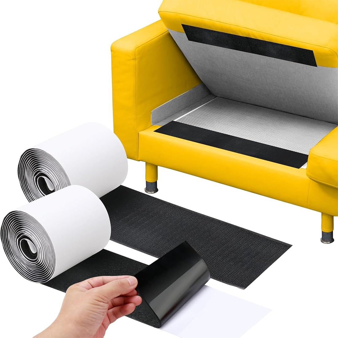 4.4" x 15 FT Heavy Duty Adhesive Hook and Loop Tape Strips  Reusable Fastener...