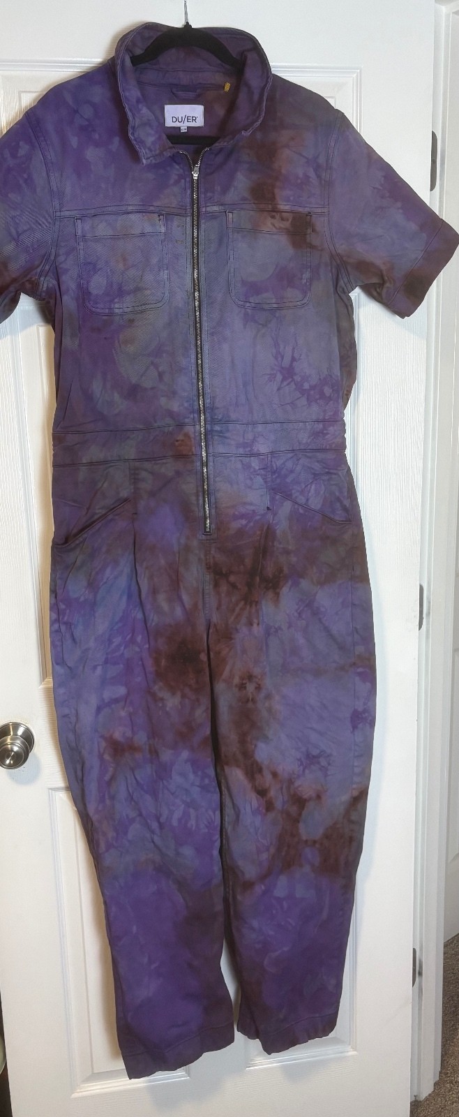 DU/ER Tie-Dye Purple Zip Up Jumpsuit XL
