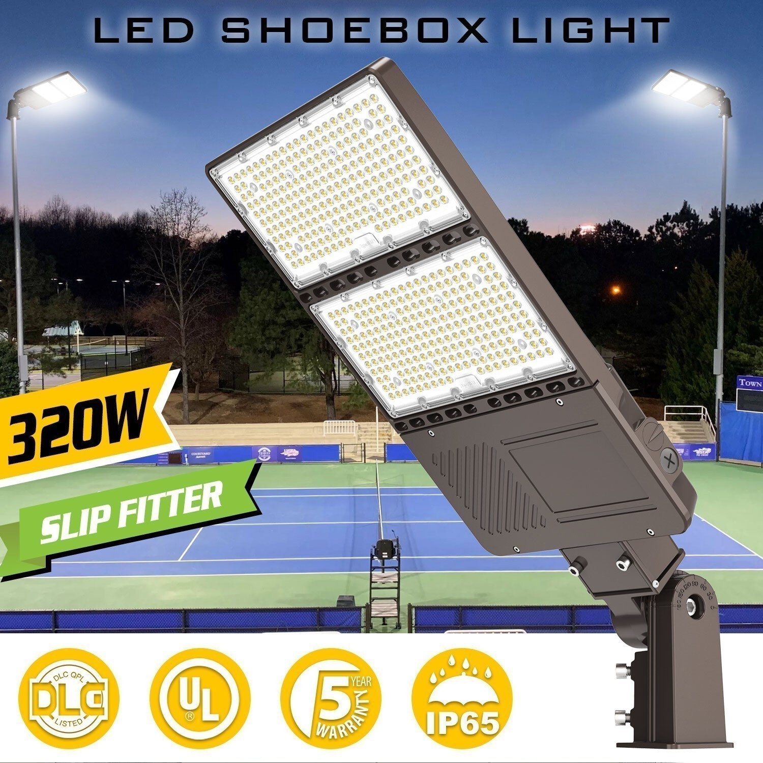 320WATT LED Parking Lot Pole Light Dusk to Dawn Shoebox Fixture Outdoor Lighting