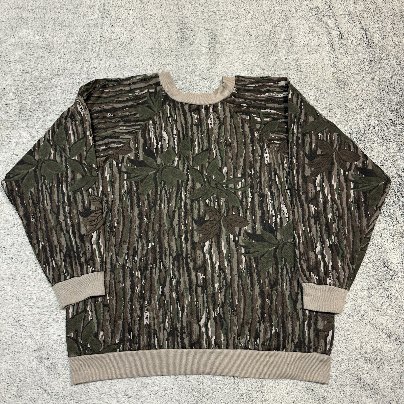 Vintage 90s Camo Sweatshirt Mens 2XL Pullover Realtree Rebark Outdoors USA Made