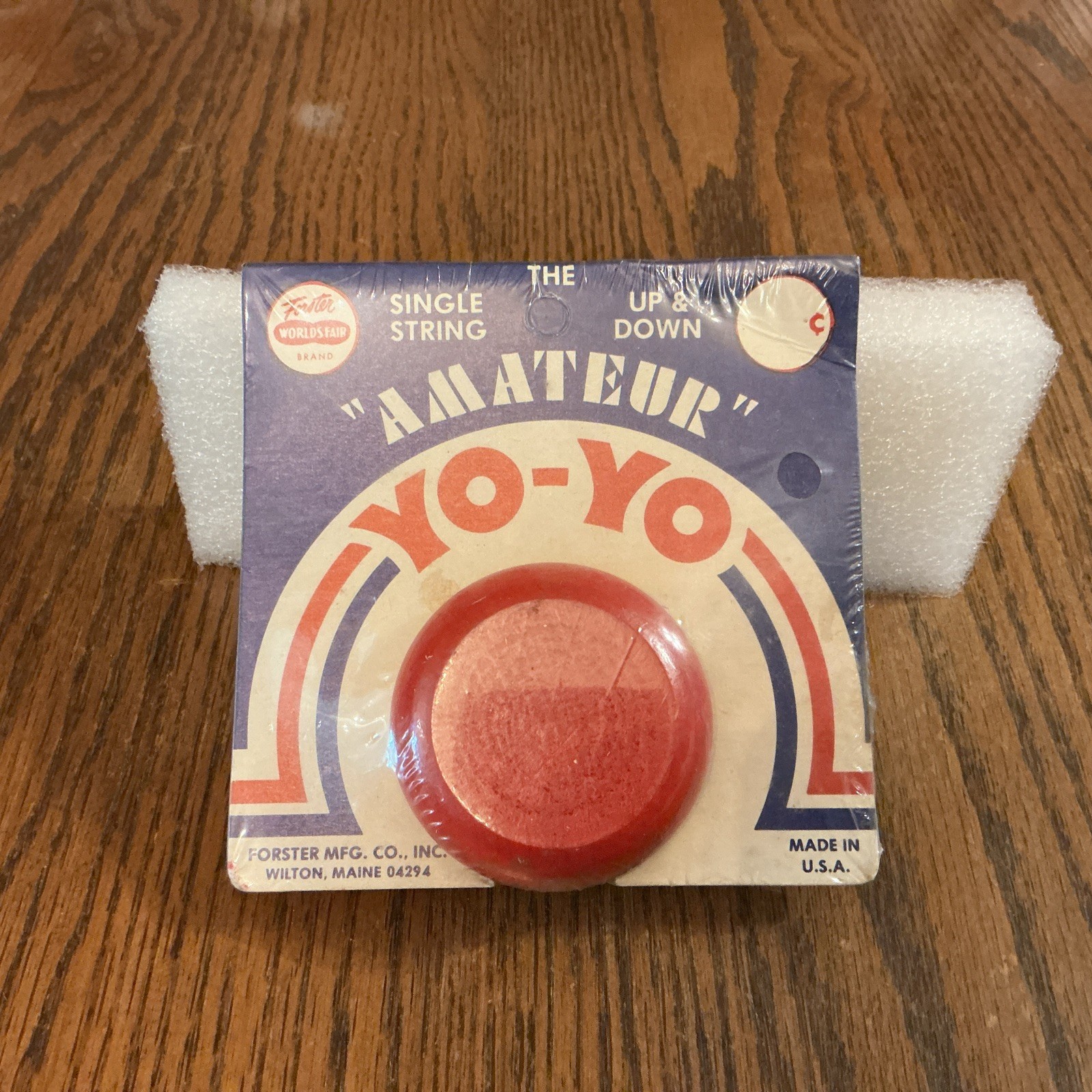 1976 NOS,Forster Worlds Fair Brand,Amateur Wooden Yo-Yo,unused unopened package
