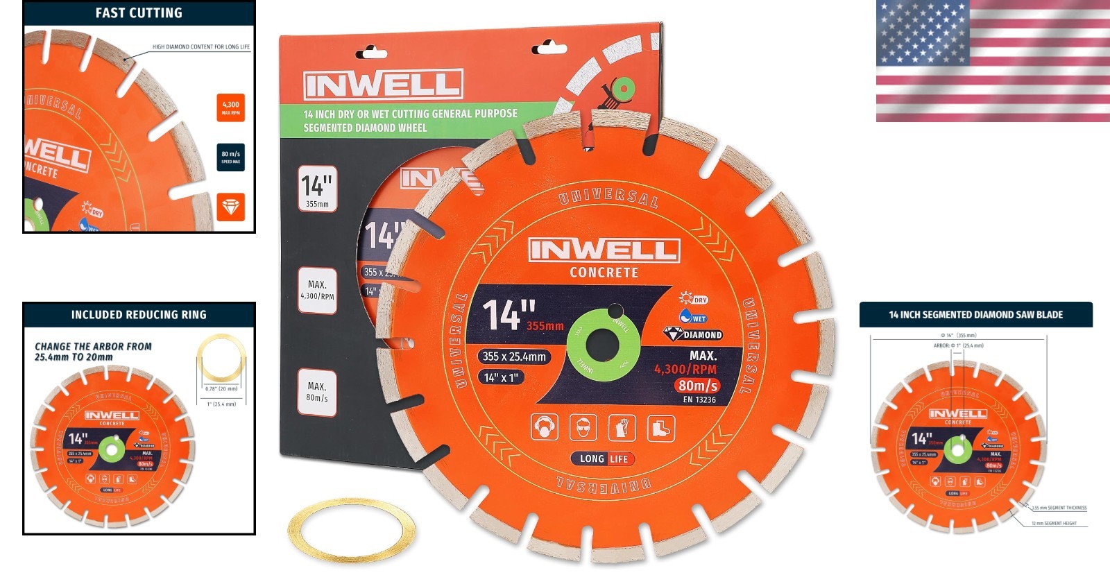 Precision 14 Inch Diamond Cutting Blade - Thin 3.55mm Design for Tough Materials