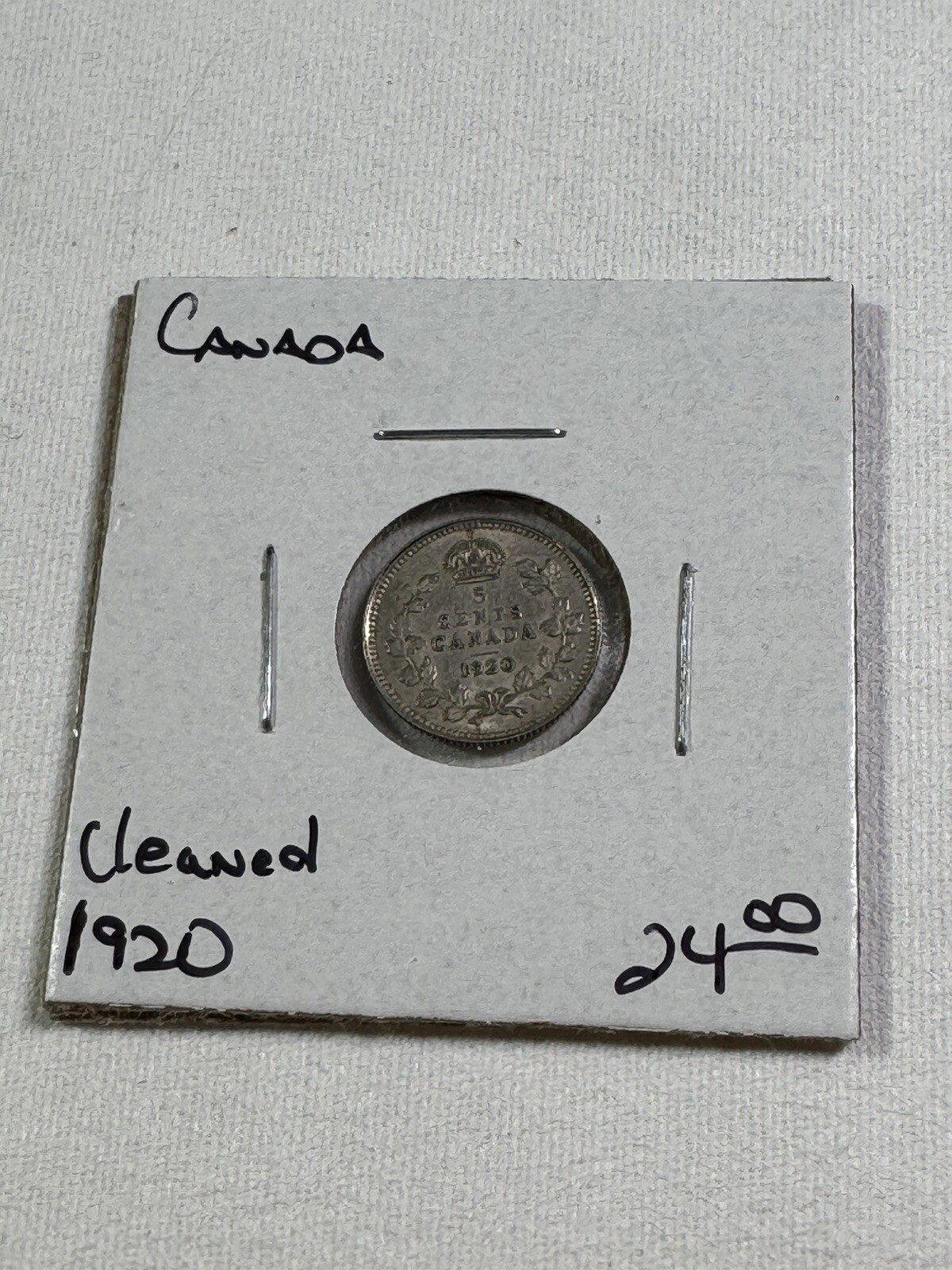 1920 Canada 5 Cents Small Silver Coin