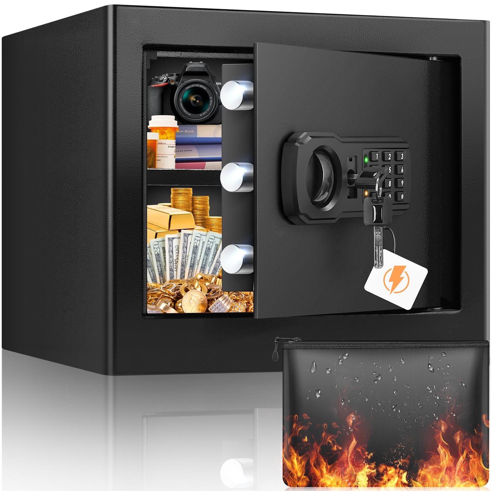 Home Safe Box Fireproof Waterproof 1.2cuft Electronic Digital Lock for Valuables