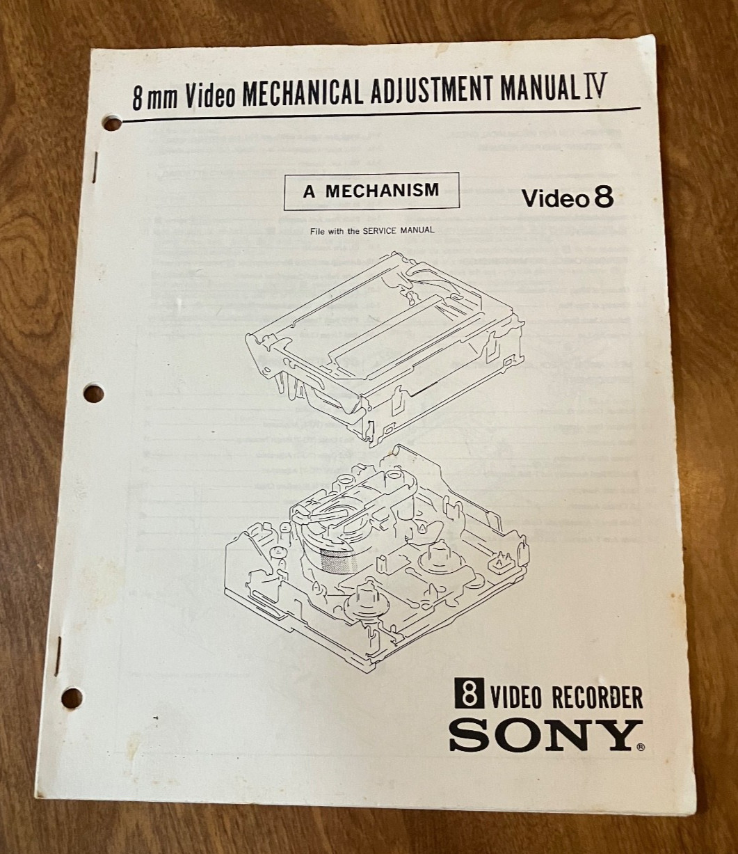 Sony 8MM Video- Mechanism Adjustment Manual IV *Original- Video 8