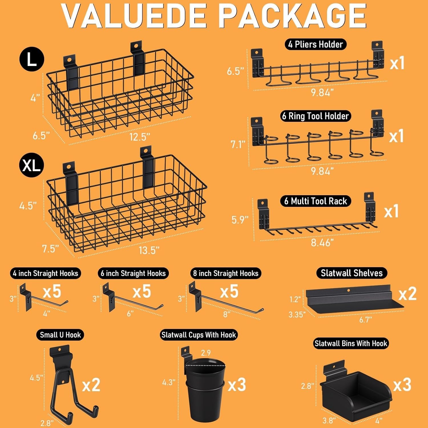 Multi-Piece Slatwall Accessories for Home Organization with Easy Installation