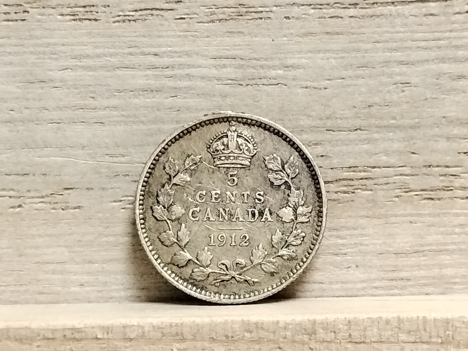 1912 5 Cents Canada Silver (.925) Coin