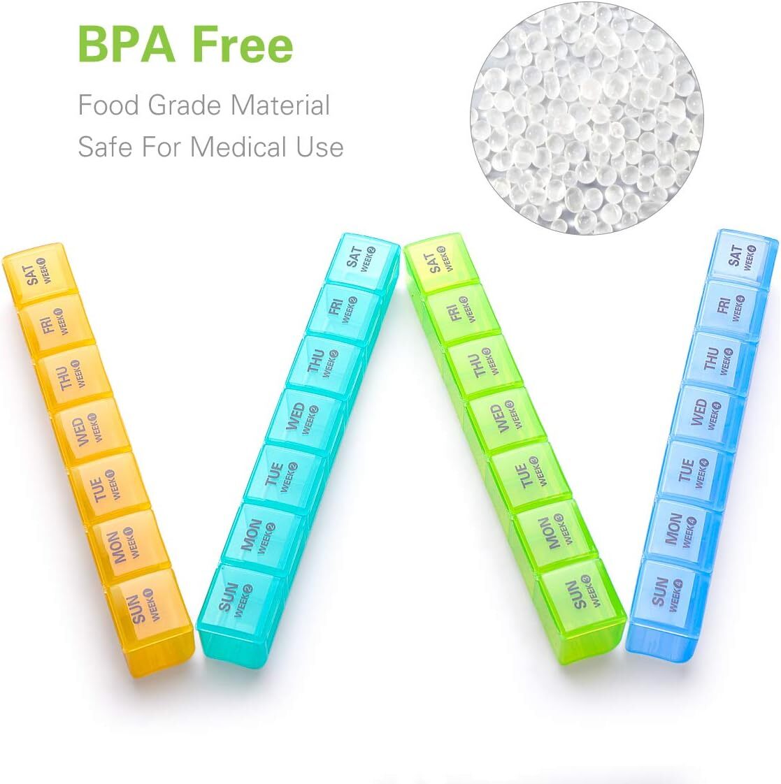 BUG HULL Pill Organizer Monthly, Moisture-Proof 4 Weeks Box, Large Green