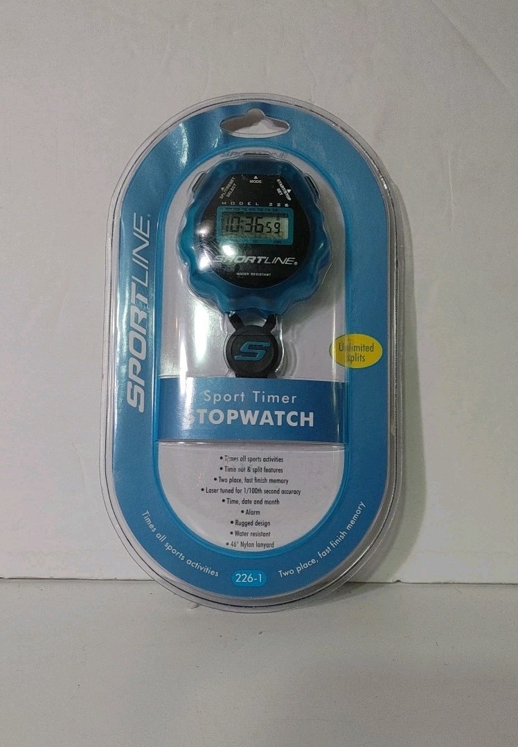 Sportline Model 226 Stopwatch Lap Time Watertight Lanyard Brand New, Sealed.