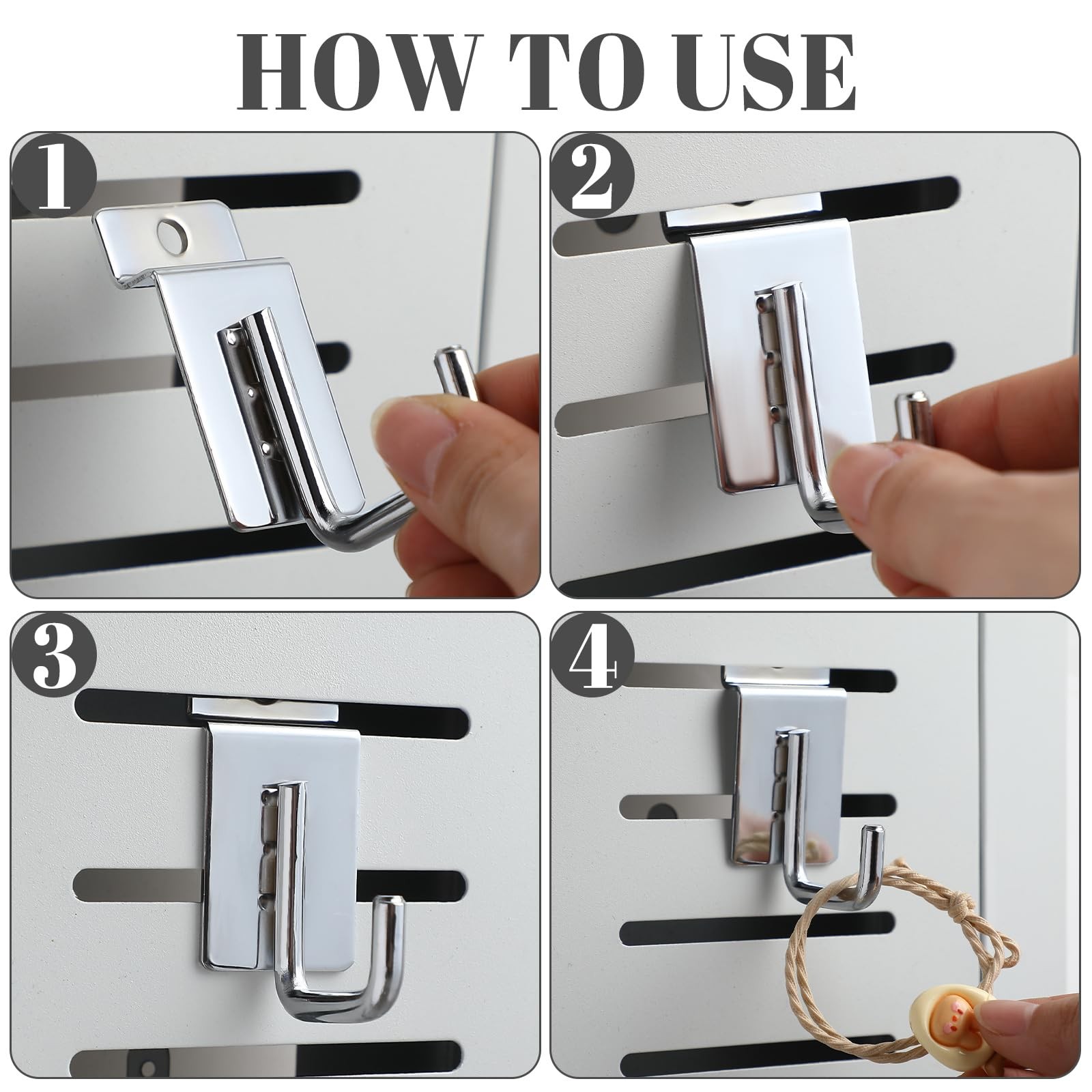 25 Pack J Shaped Slatwall Hooks and Hangers,Silver
