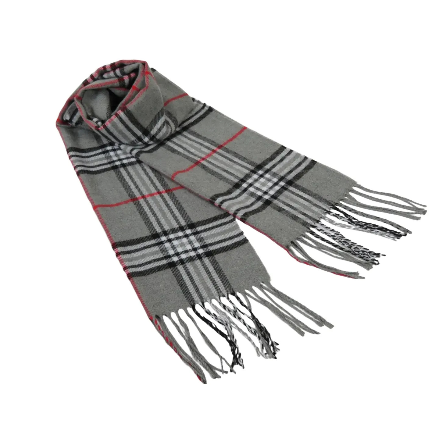 J.Valintin Unisex Plaid Scarf Soft Feel Acrylic Fashion Design #Scarf5 Gray