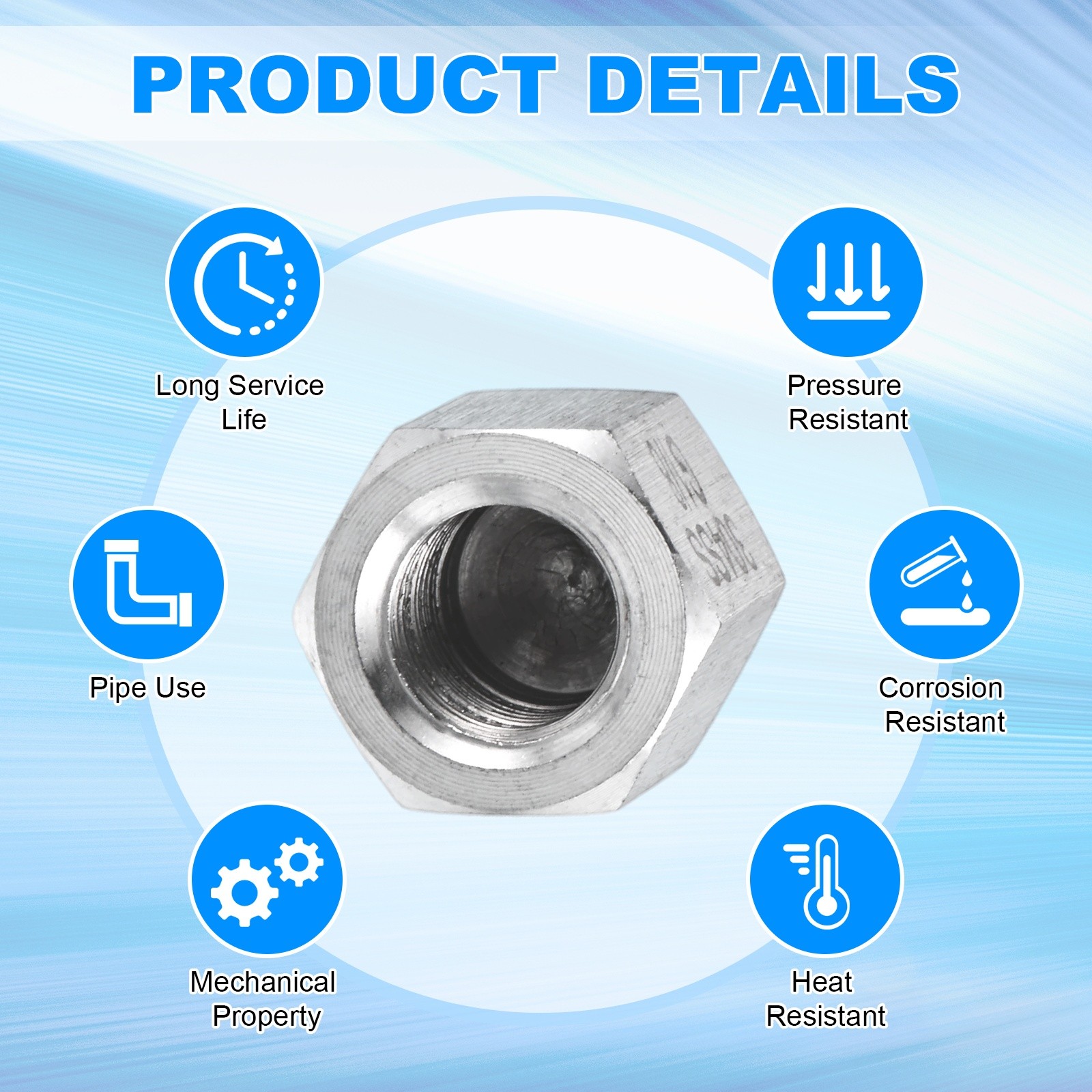 2-Pack Hex End Cap, 1/8 Inch g Female Thread Pipe Fitting