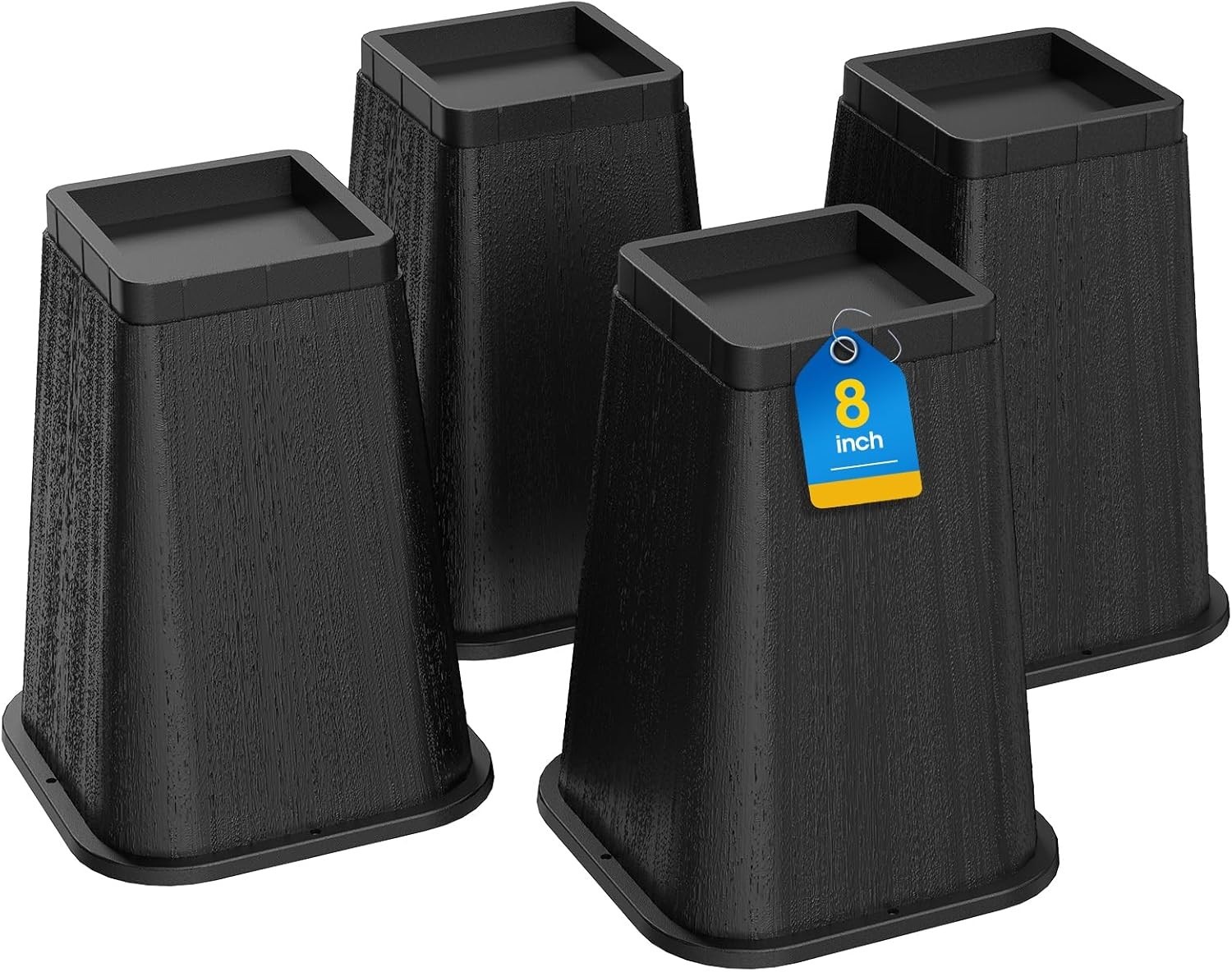 4 Bed Risers 8 Inch Heavy Duty, Furniture Risers Lifts Supports Up to 6,000 Lbs