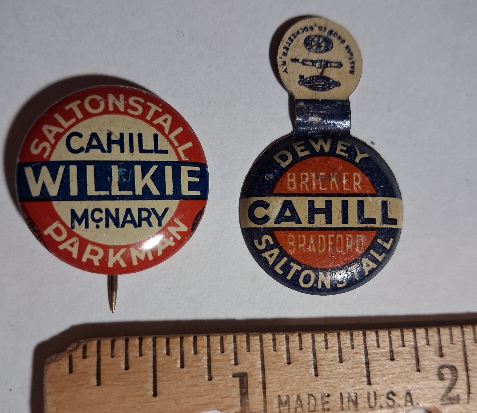 Willkie Cahill Pinback Button & Dewey Cahill Tab