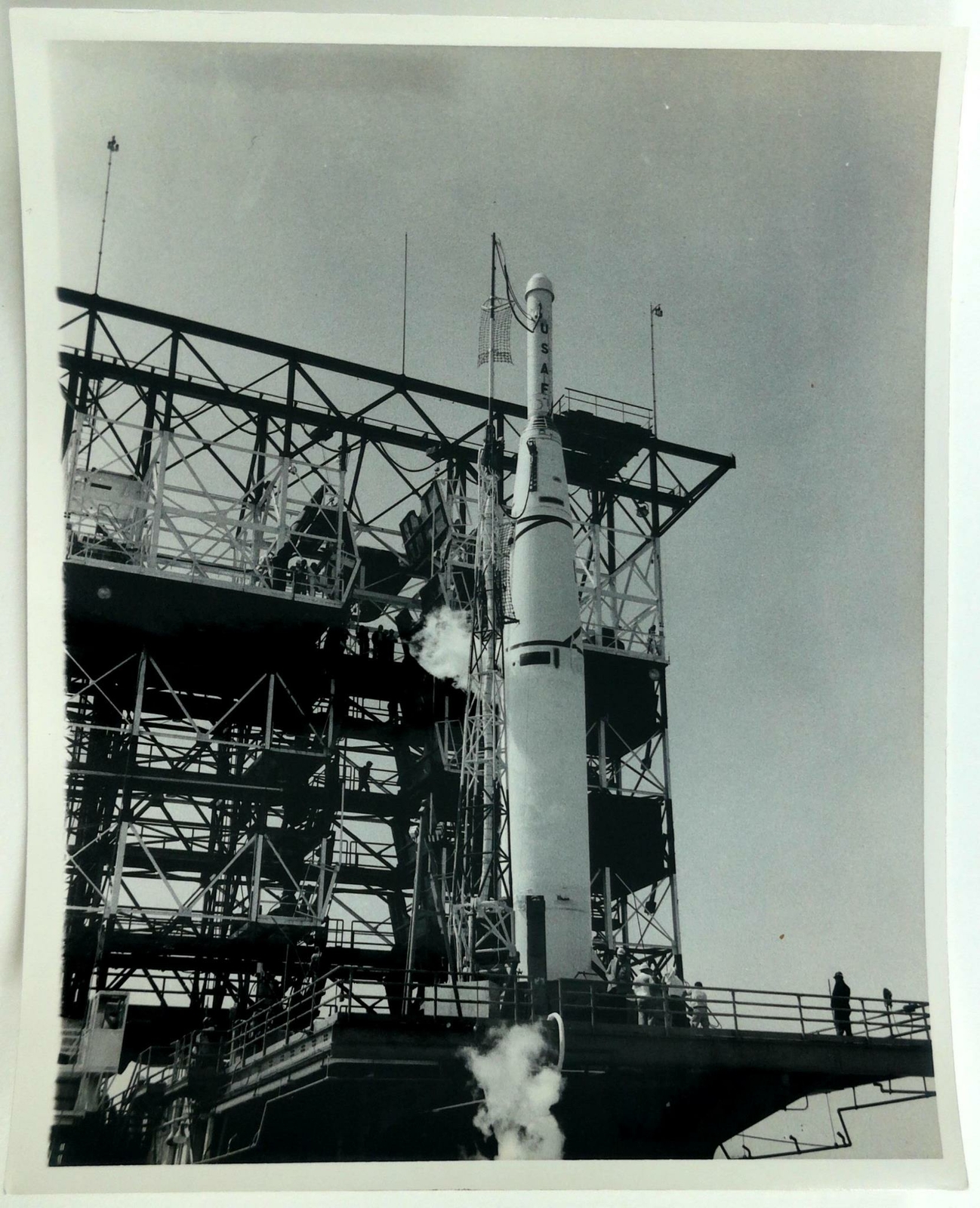1958 Official US Air Force Photo Cape Canaveral Missile #116 On Launcher Pad 17A